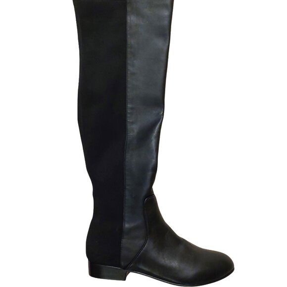 NEW BCBGMAXAZARIA Ma Fillie Knee High Black Leather & Textile Boots Retail $450 - Picture 4 of 7